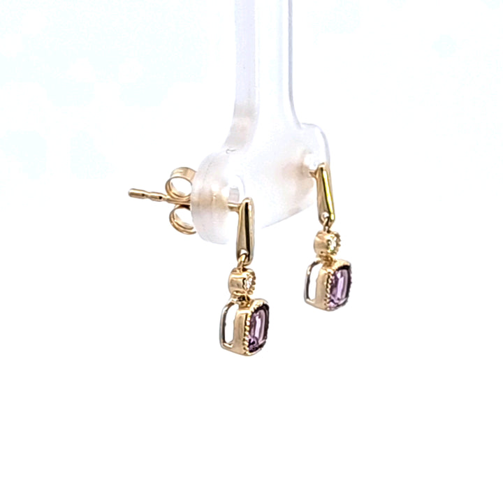 14KY Amethyst and Diamond Earrings