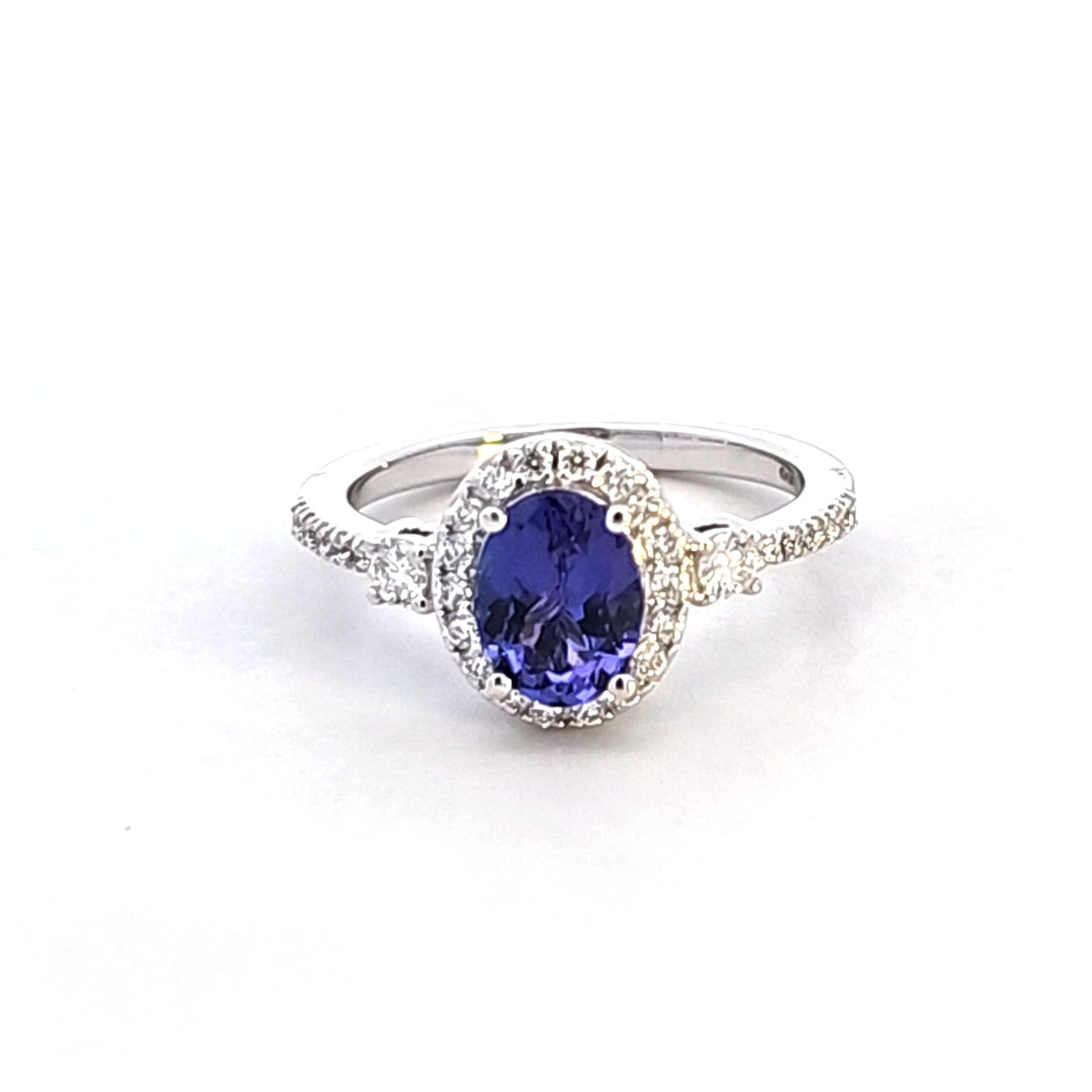 14KW Oval Tanzanite and Diamond Fashion Ring