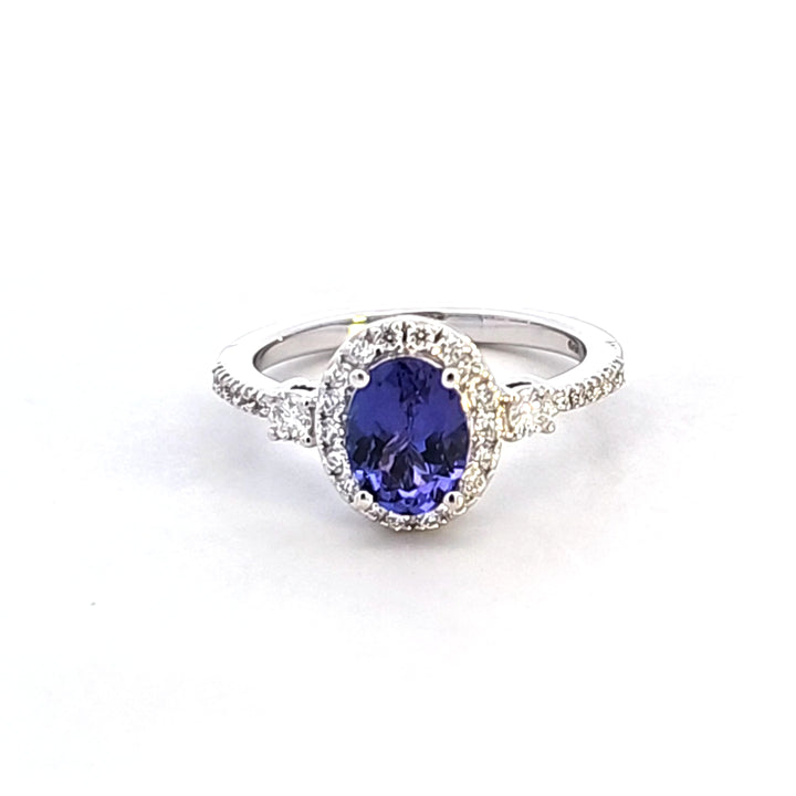 14KW Oval Tanzanite and Diamond Fashion Ring