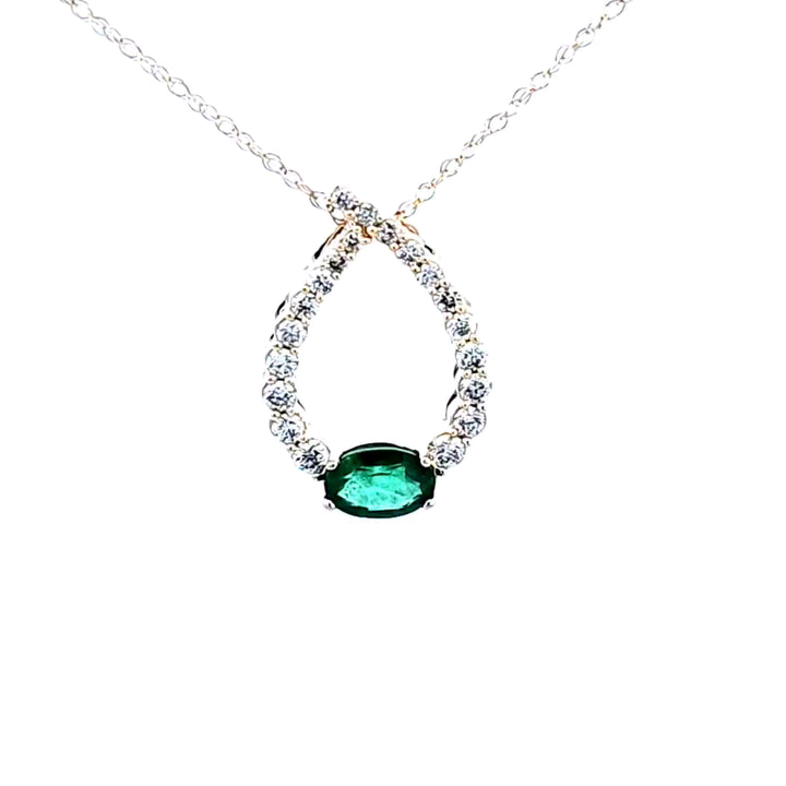 14KY Emerald and Diamond Pendant