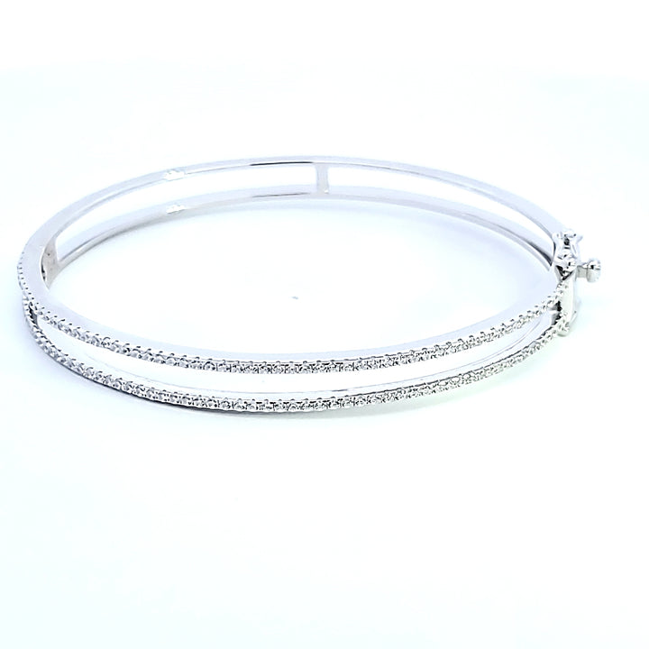 Sterling Silver Double Line Bangle Bracelet