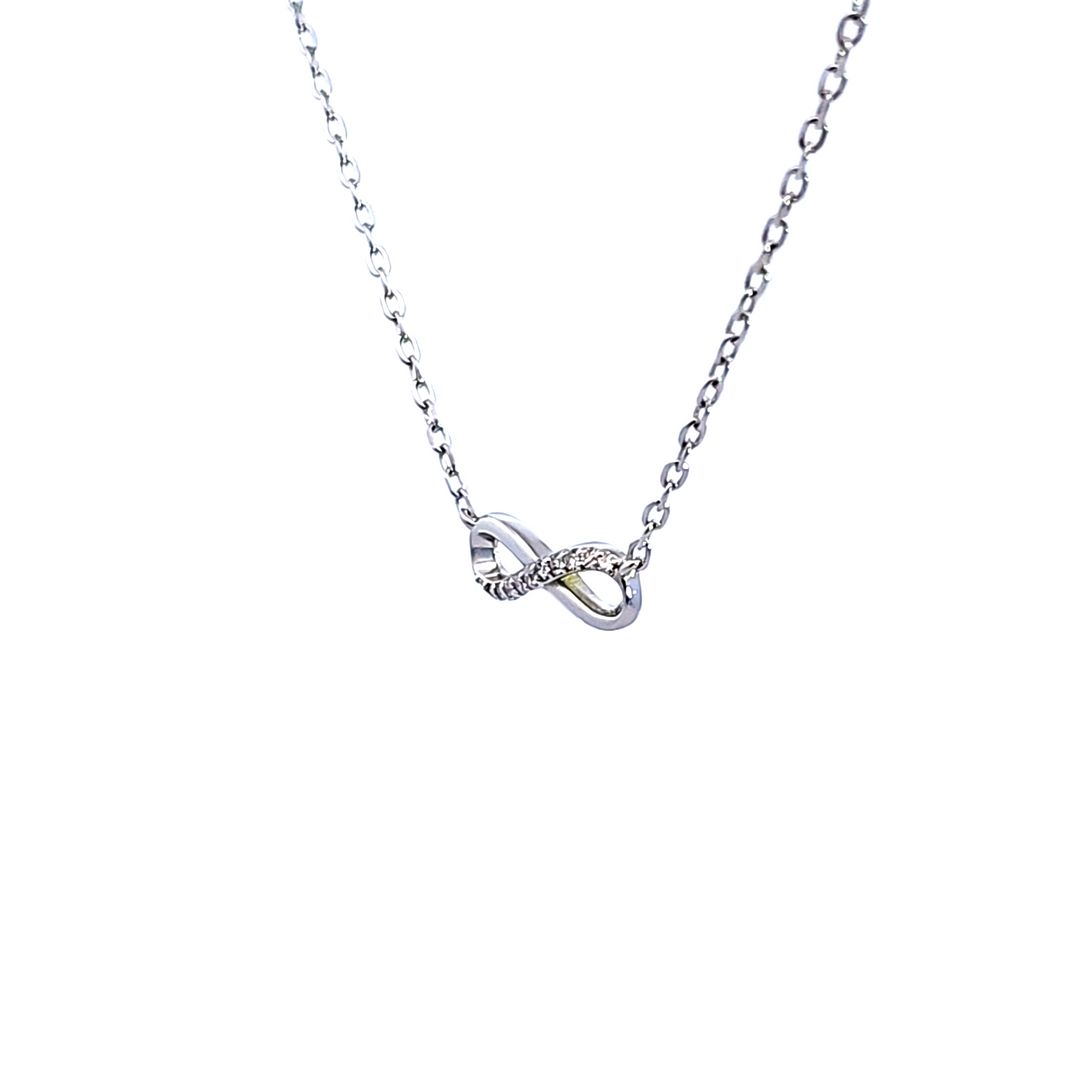 Sterling Silver Diamond Infinity Necklace