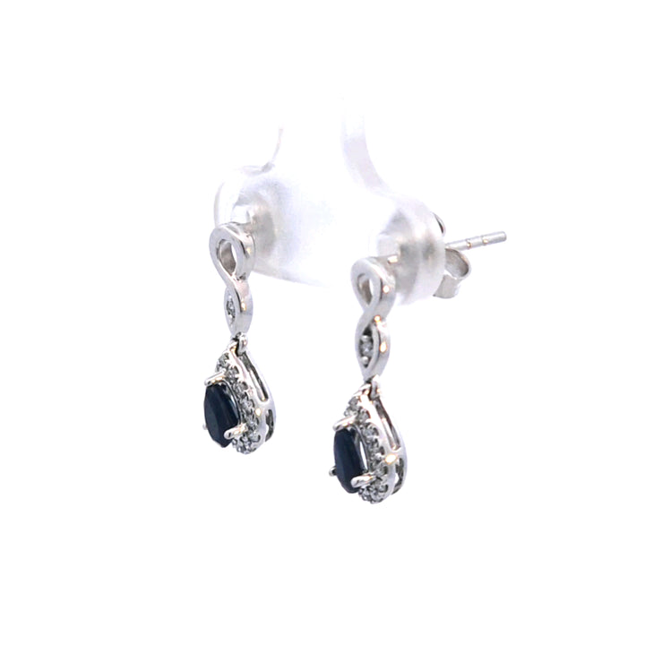 14KW Pear Sapphire and Diamond Drop Earrings