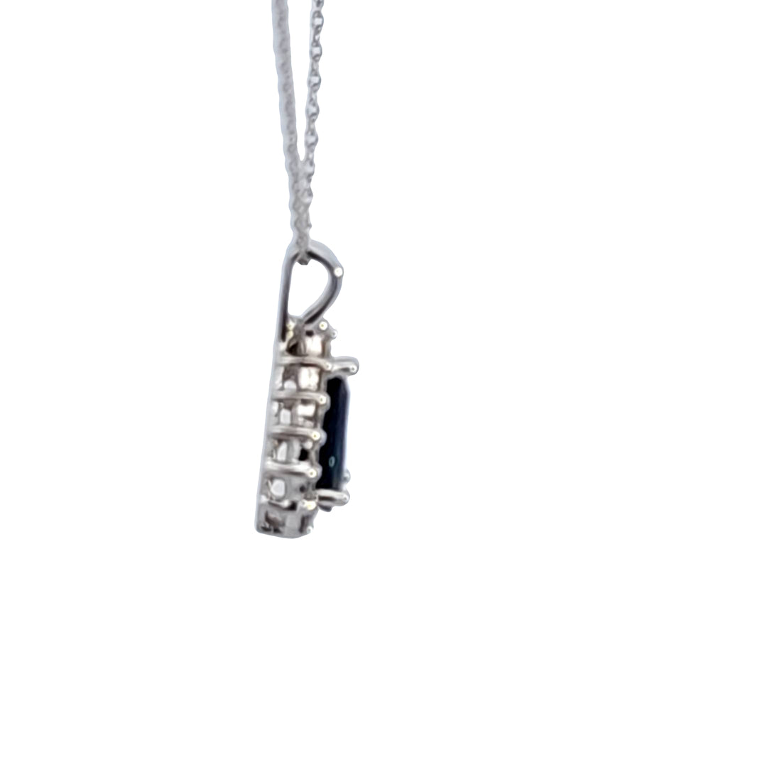 14KW Pear Sapphire and Diamond Pendant