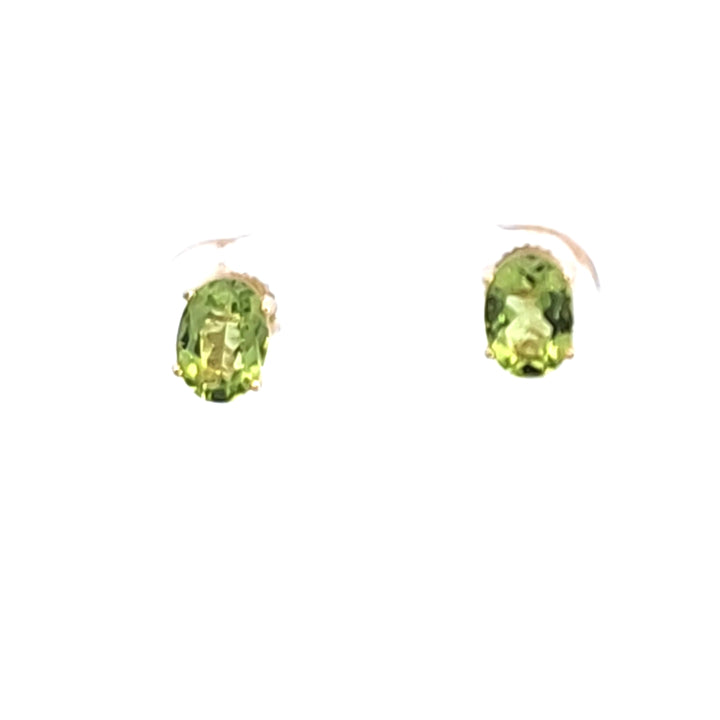 14KY Oval Peridot Stud Earrings