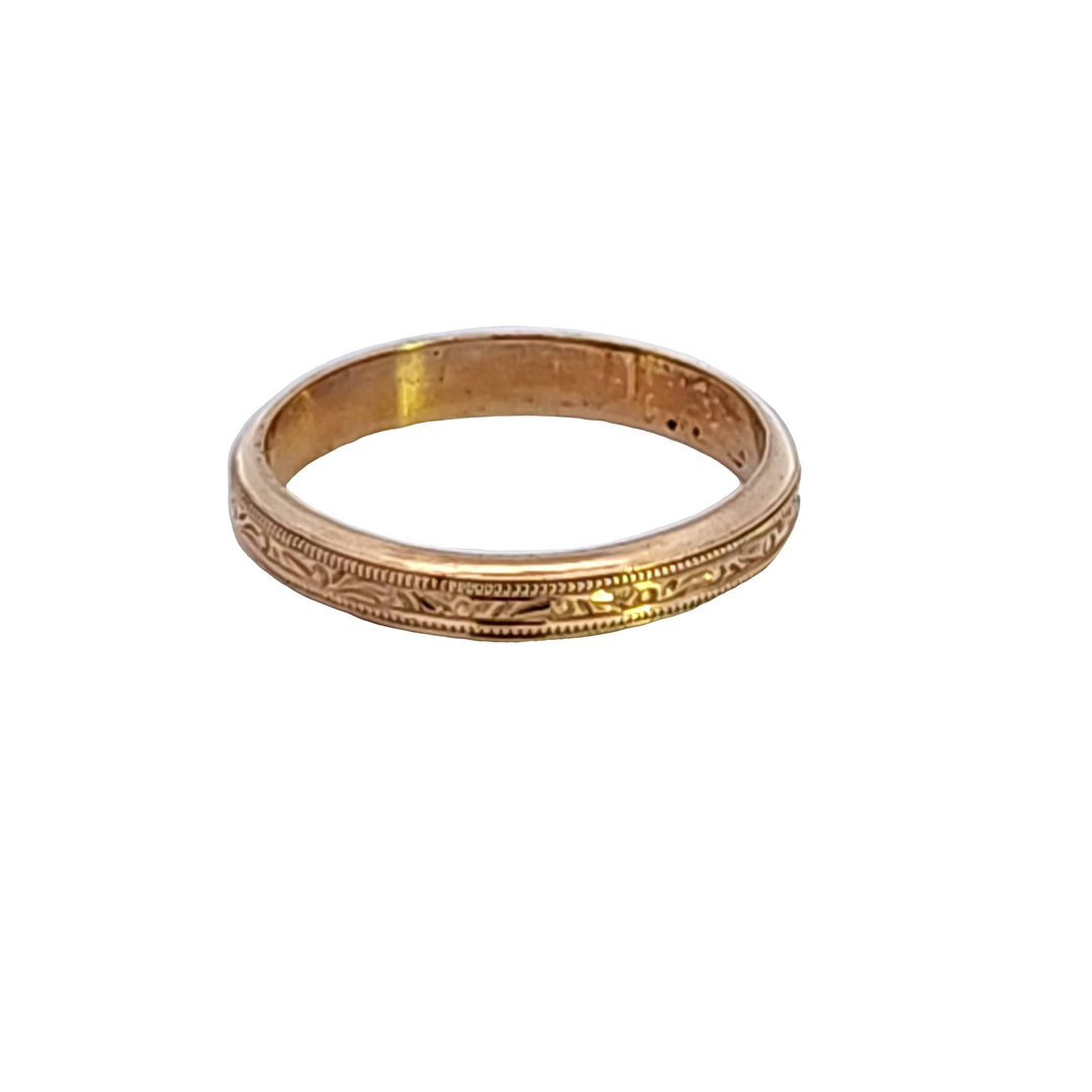 14KY Engraved Vintage Estate Wedding Band