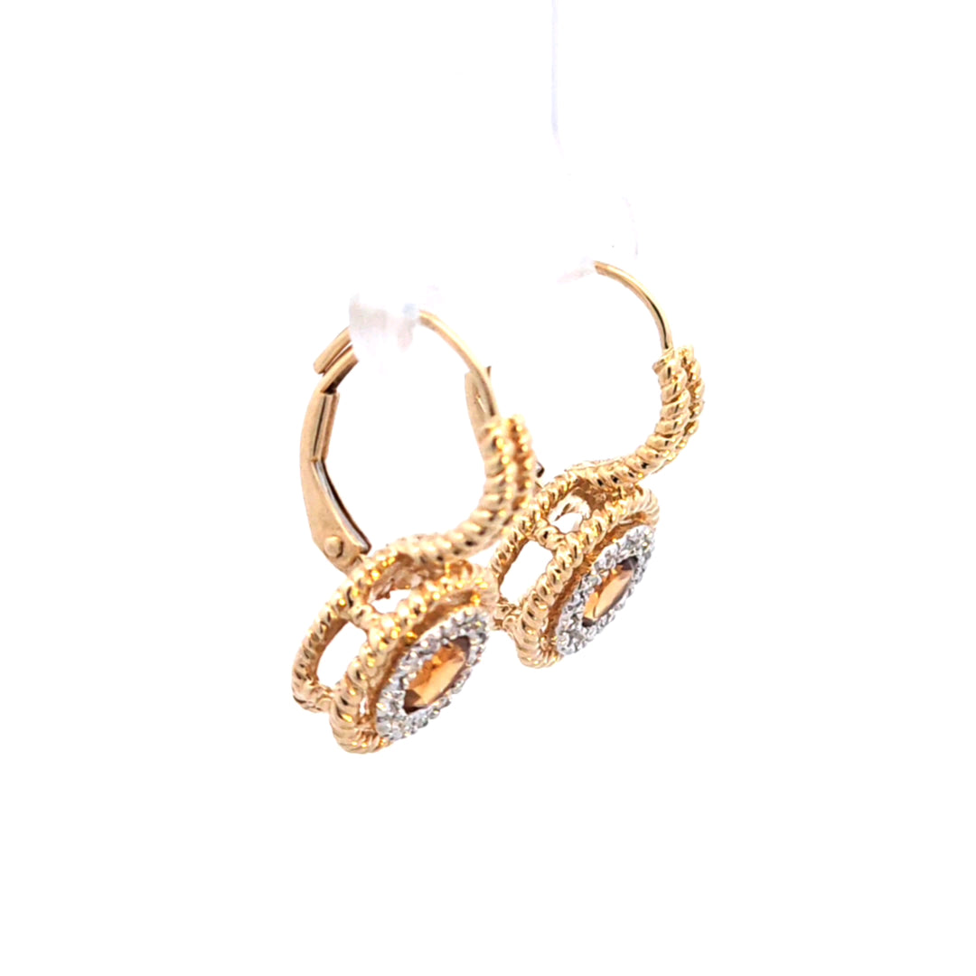 14KY Citrine and Diamond Earrings