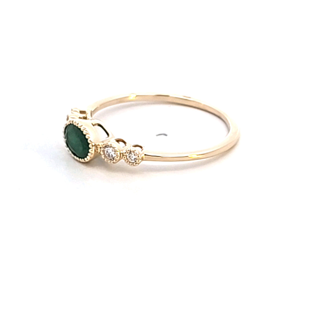 14KY Emerald and Diamond Ring