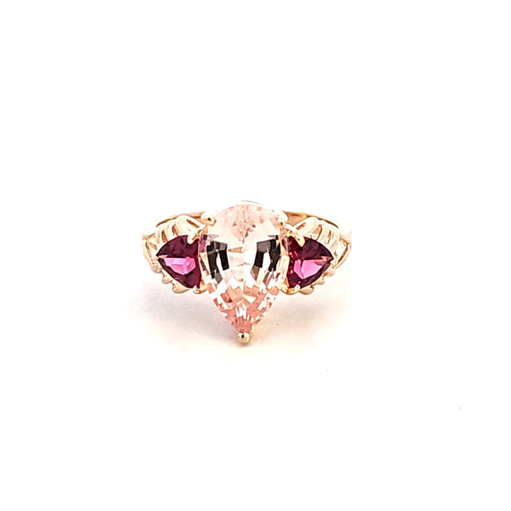 14KY Morganite and Garnet Estate Ring