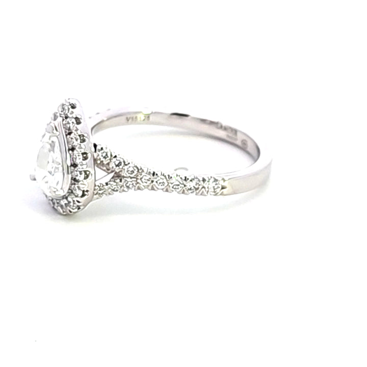 14KW Pear Crisscut Diamond Engagement Ring