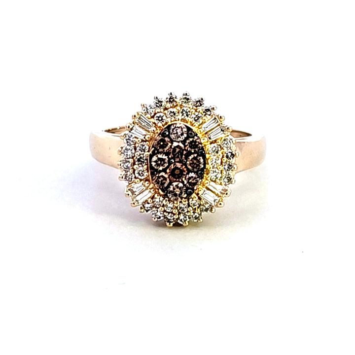 14KY Chocolate and White Diamond Ring