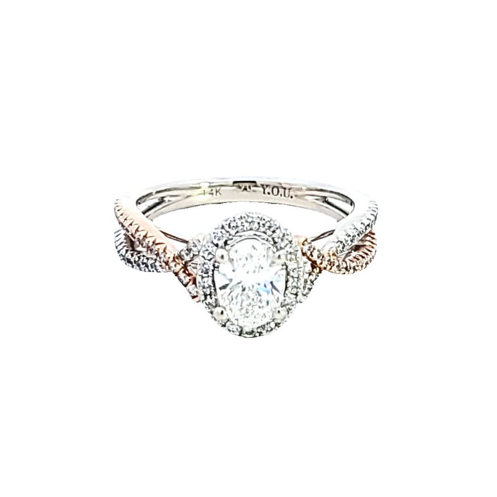 14KTT Oval Diamond Engagement Ring