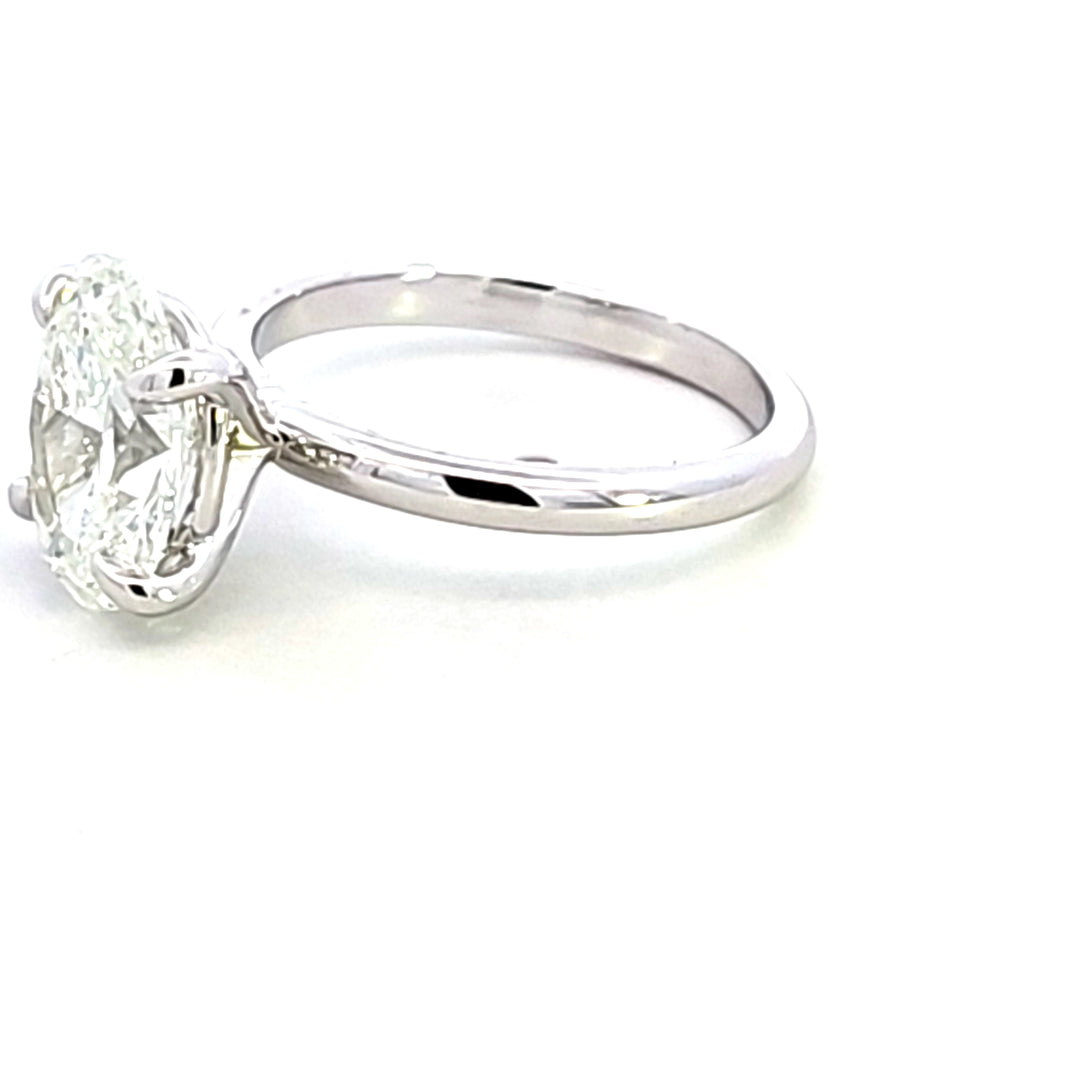 14KW 3.01 ct Oval Lab-Created Solitire Engagement Ring