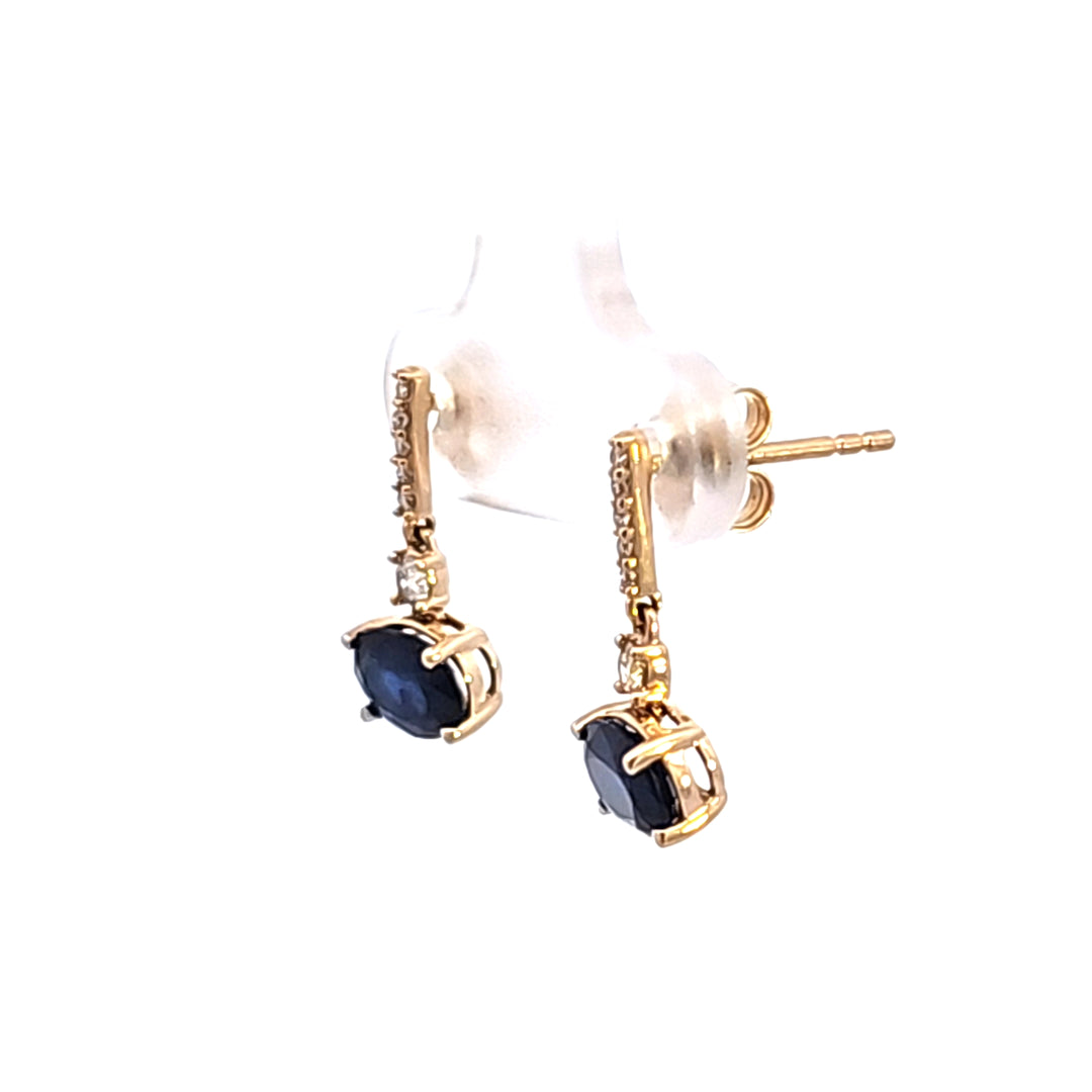 14KY Sapphire and Diamond Drop Earrings