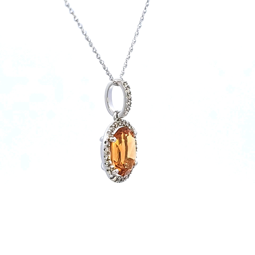 14KW Citrine and Diamond Pendant