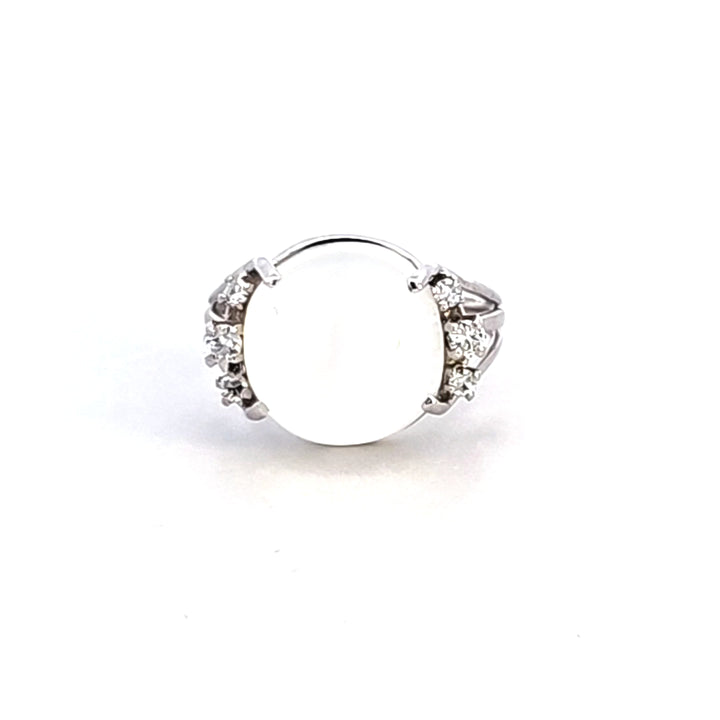 14KW Moonstone and Diamond Estate Ring