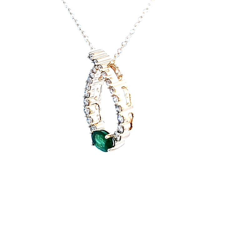 14KY Emerald and Diamond Pendant