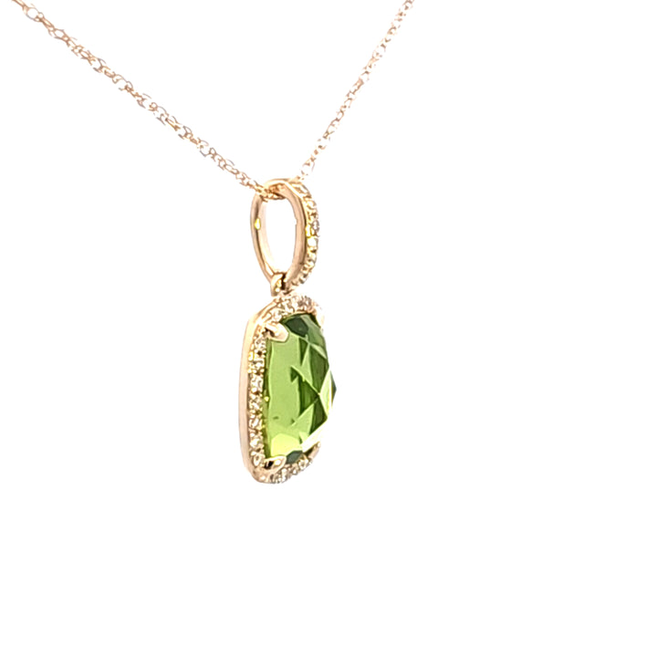 14KY Peridot and Diamond Pendant Necklace