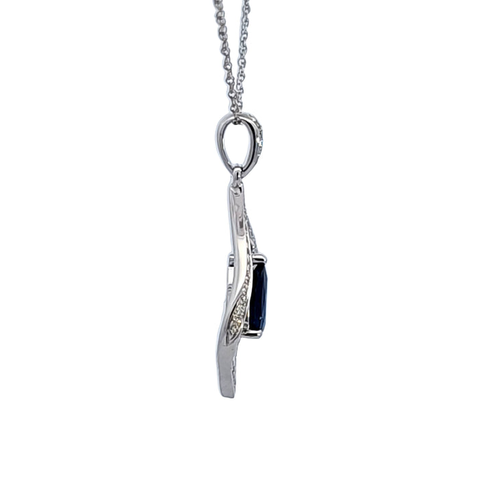 14KW Pear Sapphire and Diamond Pendant