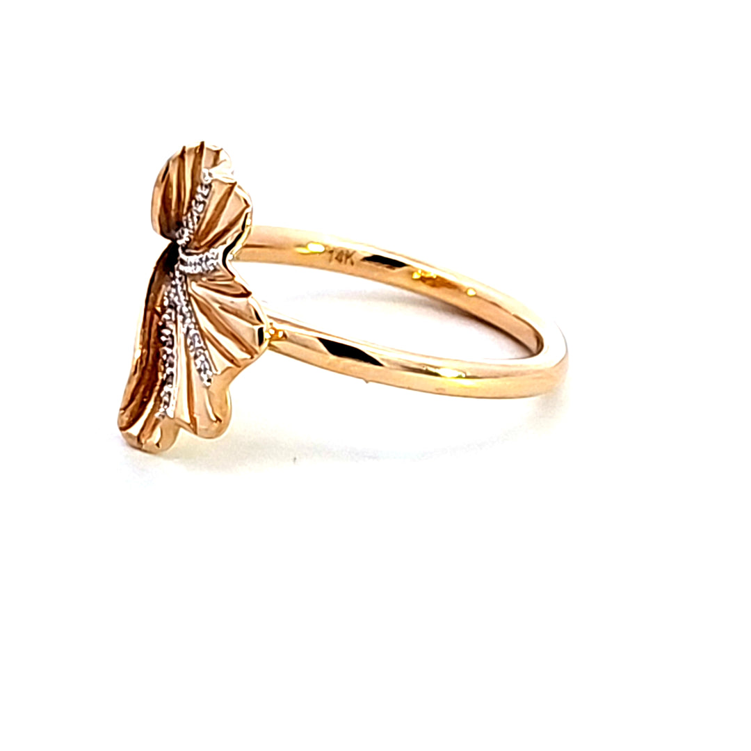 14KY Diamond Gingko Leaf Ring