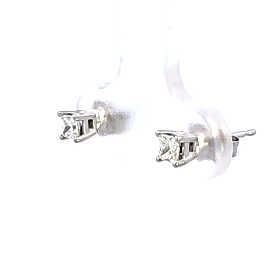 14KW 1/4 CTW Princess Cut Diamond Stud Earrings