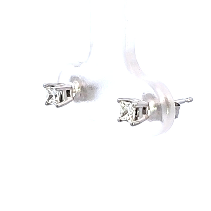 14KW 1/4 CTW Princess Cut Diamond Stud Earrings