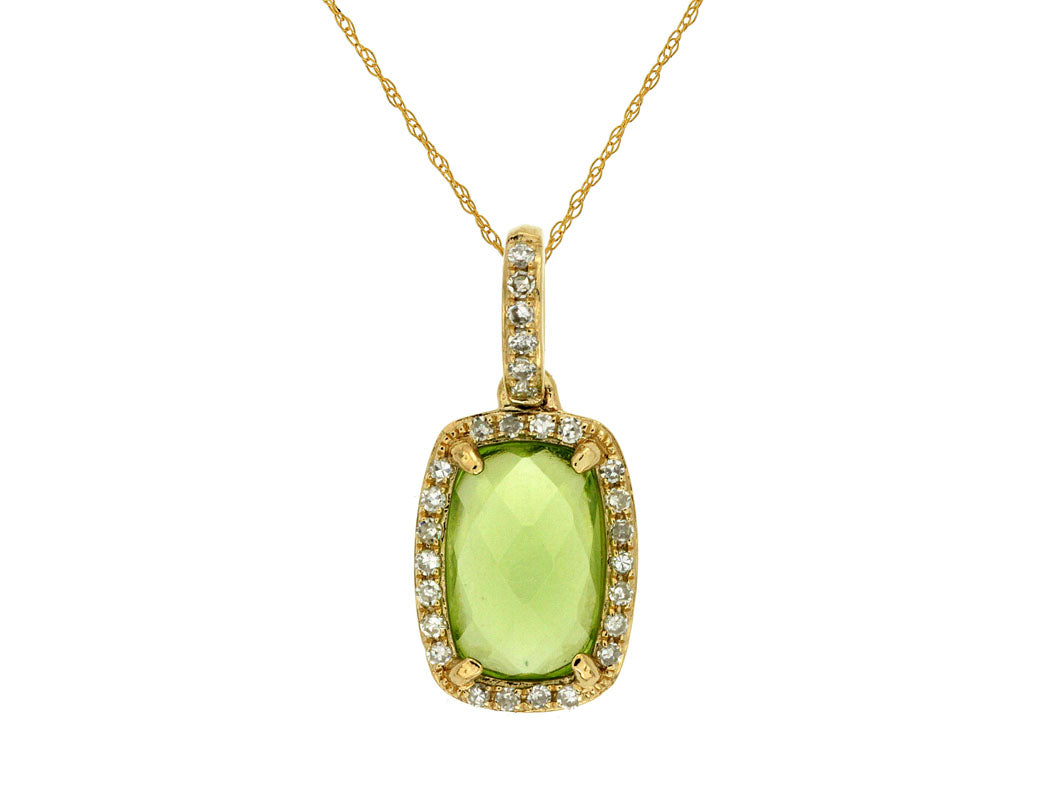 14KY Peridot and Diamond Pendant Necklace