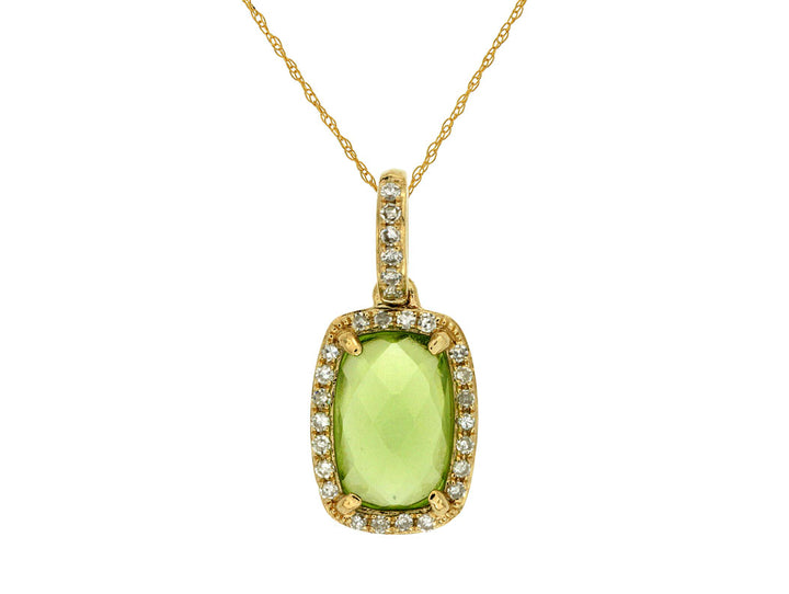 14KY Peridot and Diamond Pendant Necklace
