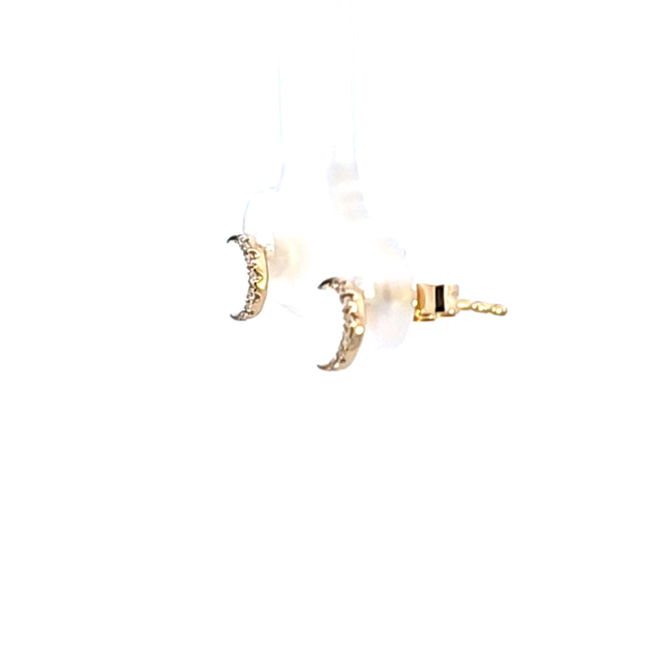 14KY Diamond Crescent Moon Earrings