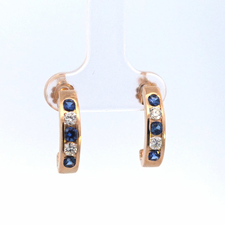 14KY Blue Sapphire and Diamond Earrings
