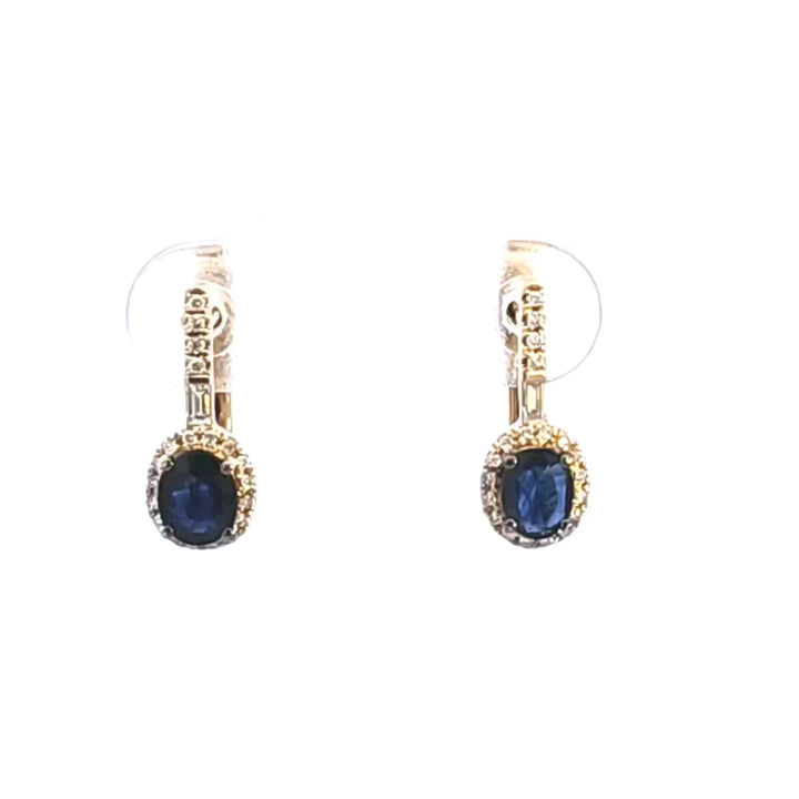 14KY Blue Sapphire and Diamond Earrings
