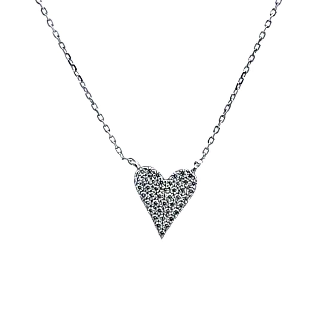 Sterling Silver /Platinum CZ Heart Necklace