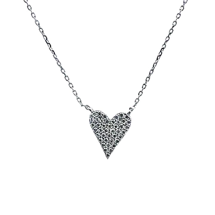 Sterling Silver /Platinum CZ Heart Necklace