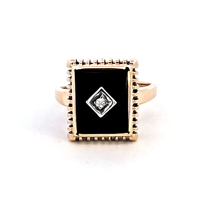 14KY Onyx and Diamond Estate Ring
