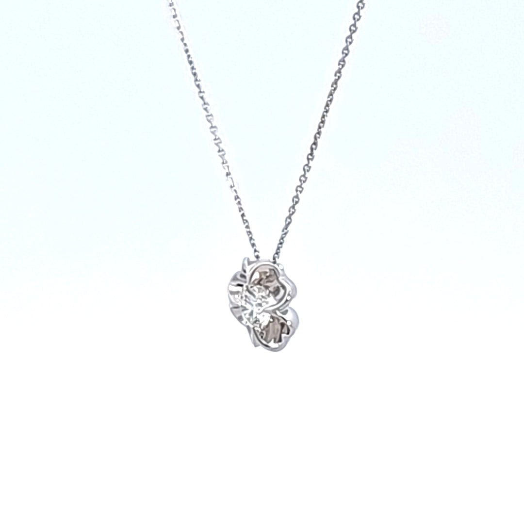 18KW Hearts On Fire Whimsical Clover Single Diamond Necklace