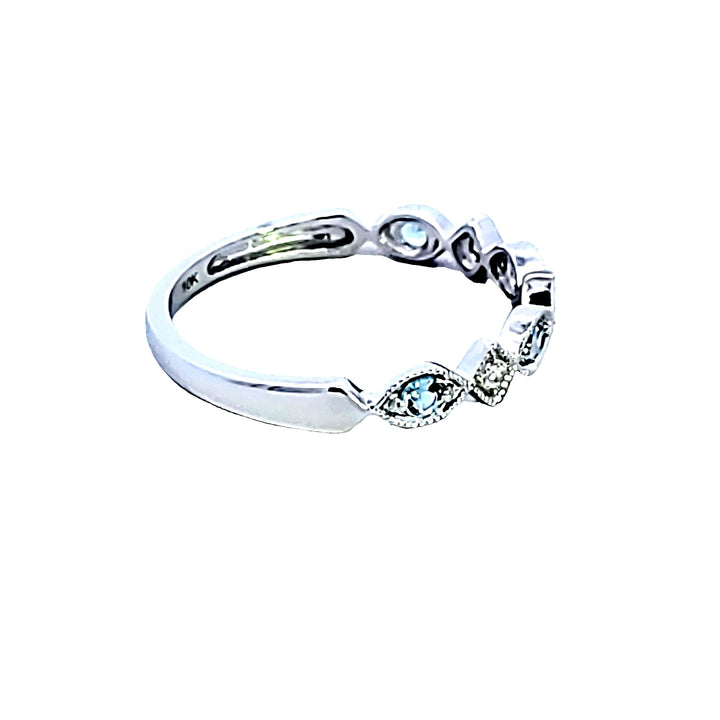 10KW Aquamarine and Diamond Birthstone Fashion Ring