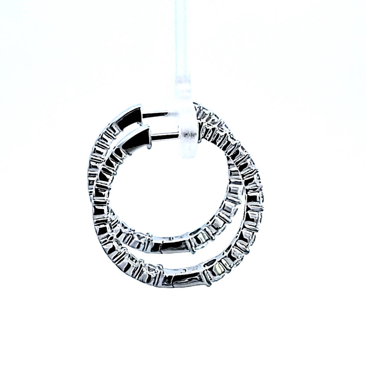 Sterling Silver and Platinum CZ Graduated Round Hoop Earrings