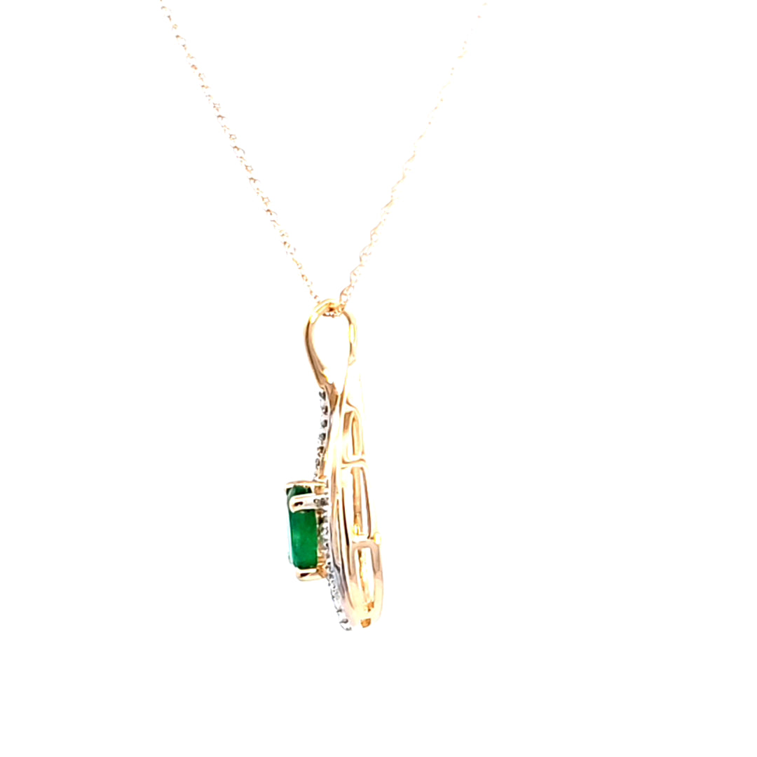 14KY Emerald and Diamond Pendant