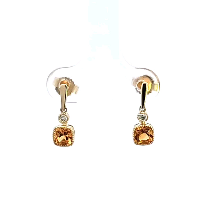 14KY Citrine and Diamond Earrings