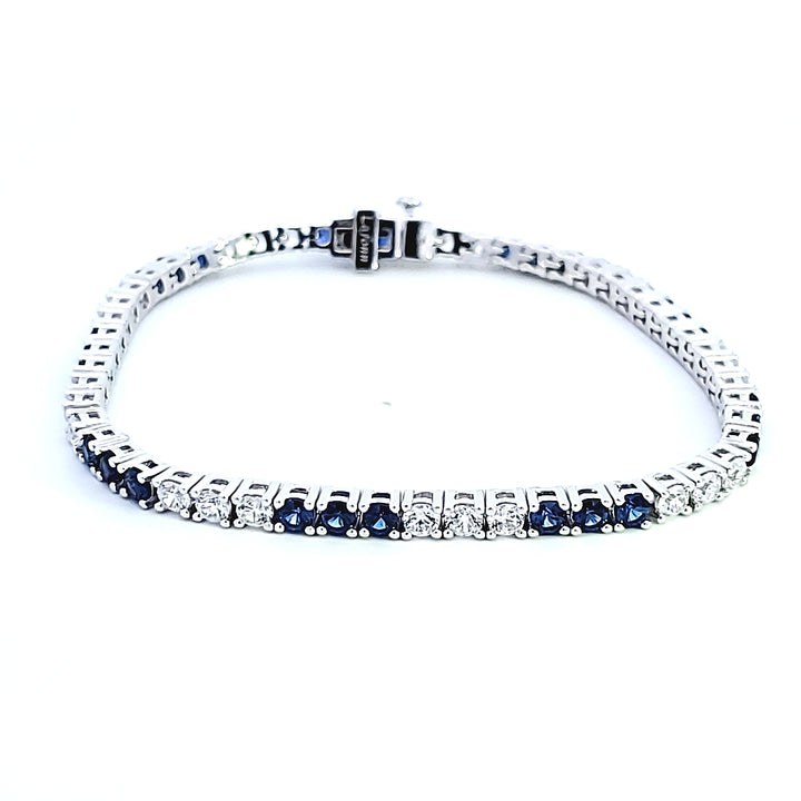 Sterling Silver and Platinum CZ and Synthetic Sapphire Bracelet