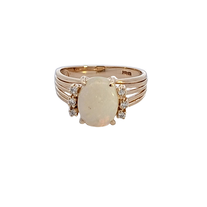 14KY Oval Opal and Diamond Estate Ring