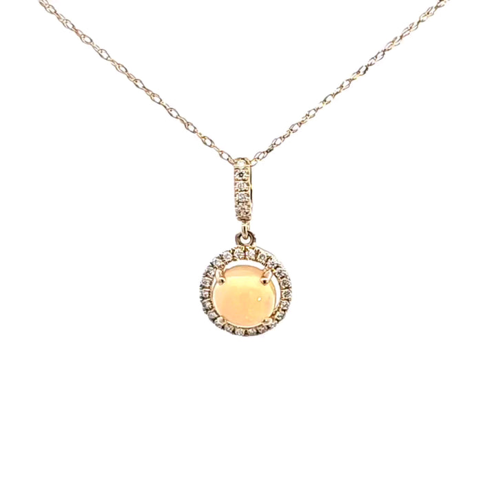14KY Opal and Diam0nd Pendant