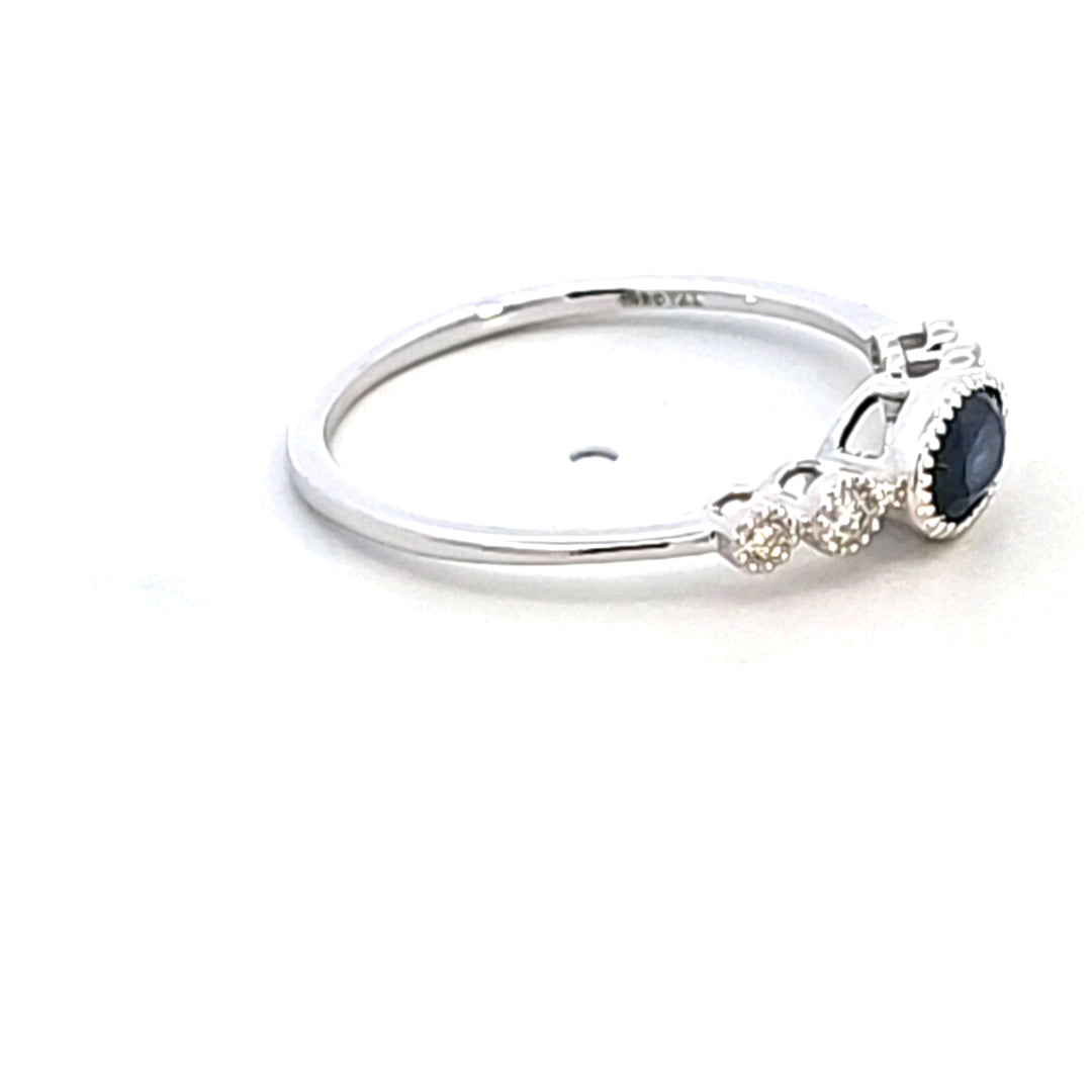 14KW Blue Sapphire and Diamond Ring