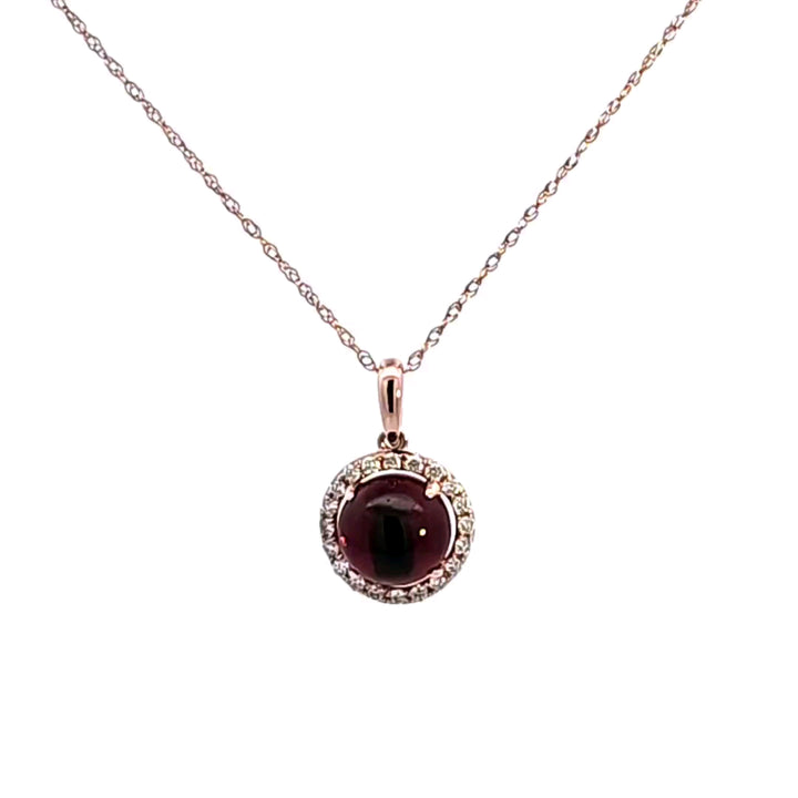 14KR Garnet and Diamond Pendant