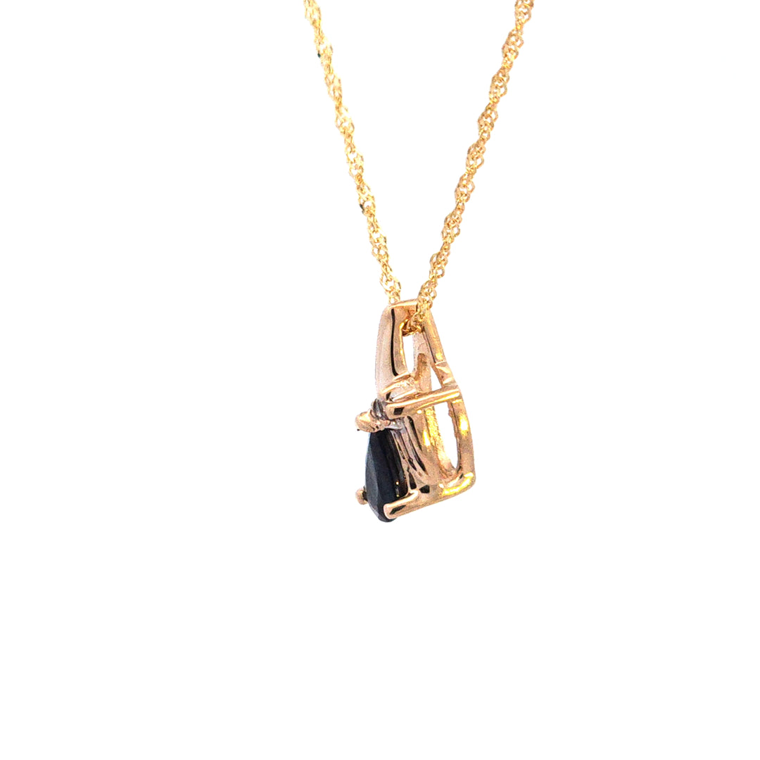 14KY Pear Sapphire and Diamond Pendant