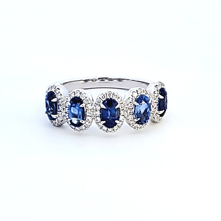 14KW Oval Blue Sapphire Fashion Ring