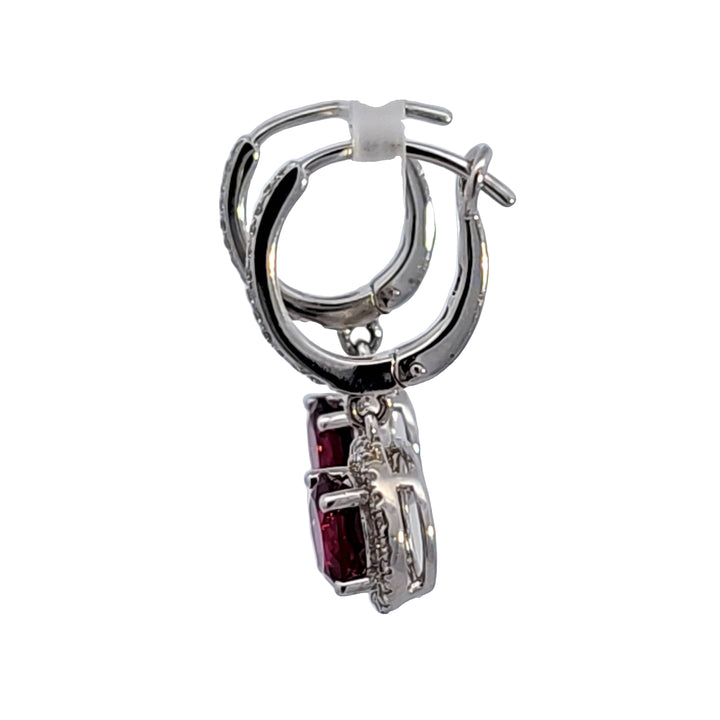 14KW Rhodolite Garnet and Diamond Earrings