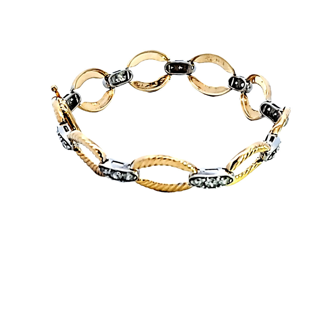 14KTT Diamond Link Bracelet