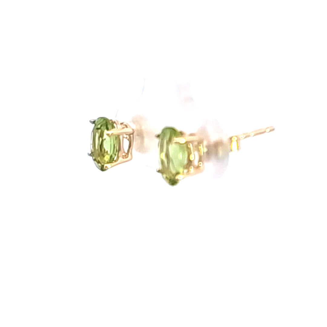 14KY Oval Peridot Stud Earrings