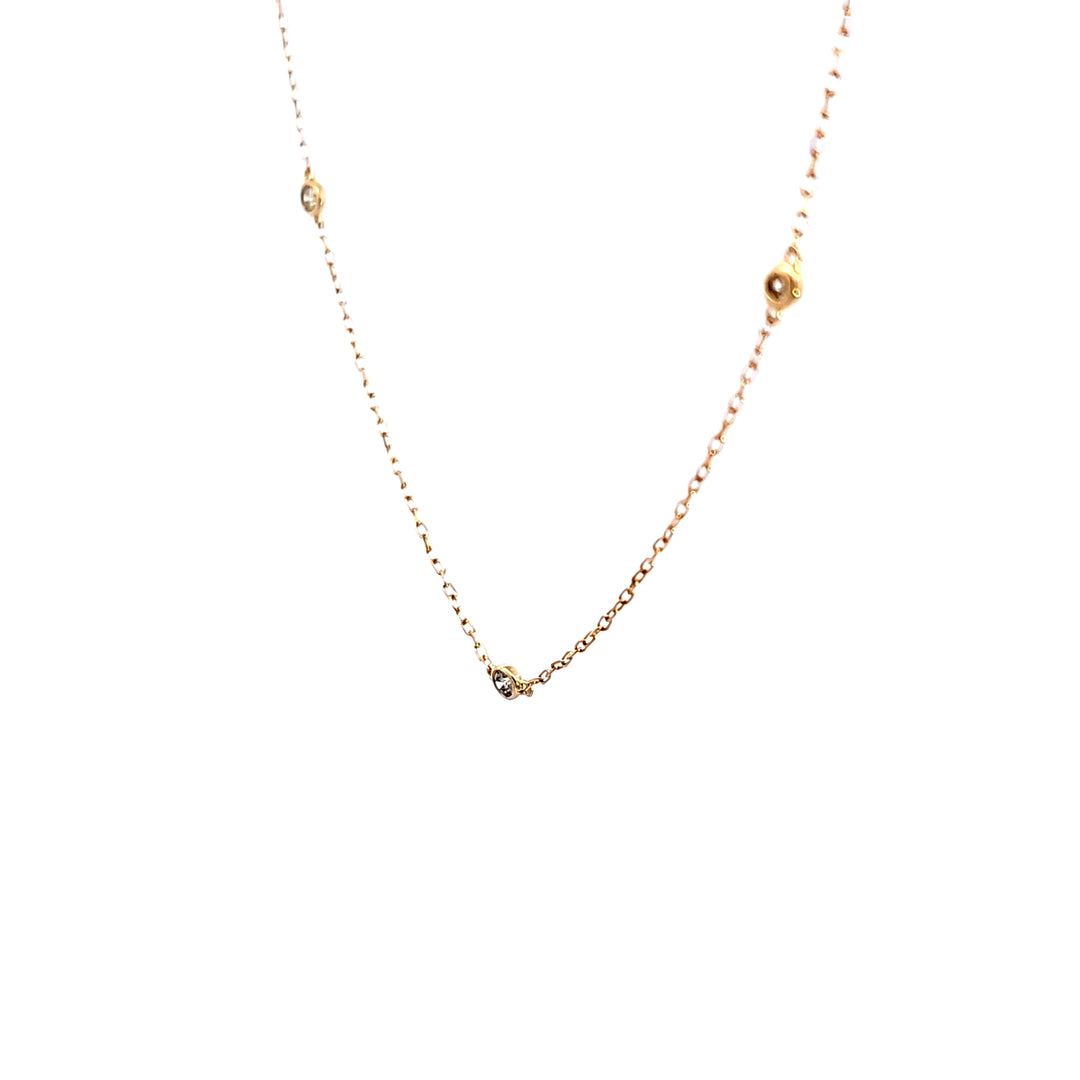14KY Diamond Station Necklace